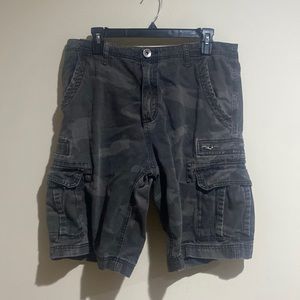 Grey Camouflage Cargo Shorts 90s Vintage
